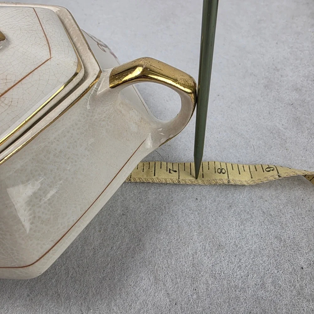 Antique Bavaria Germany Sugar Bowl Lid Floral Gold Monogram N Porcelain